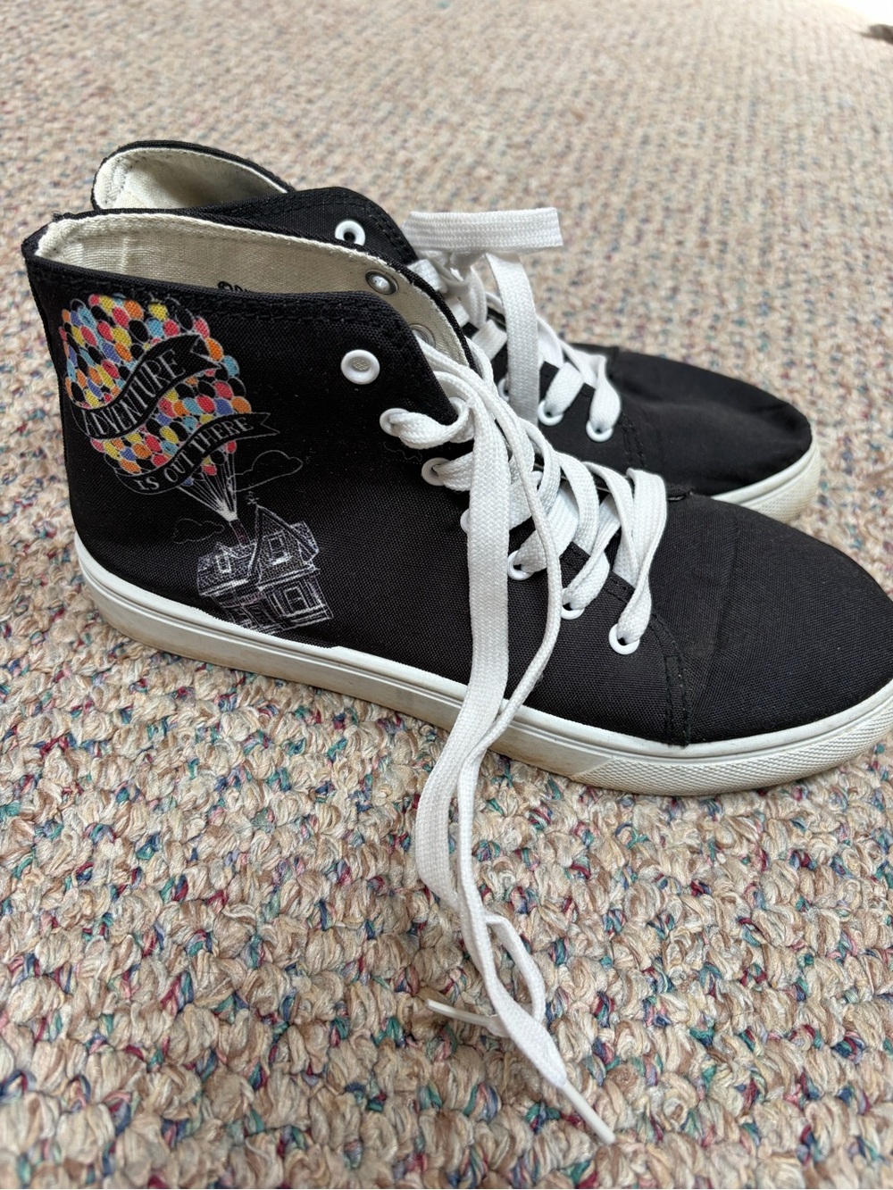 Black Disney High-Top Canvas Sneakers with Colorful Balloon Graphic From “Up”